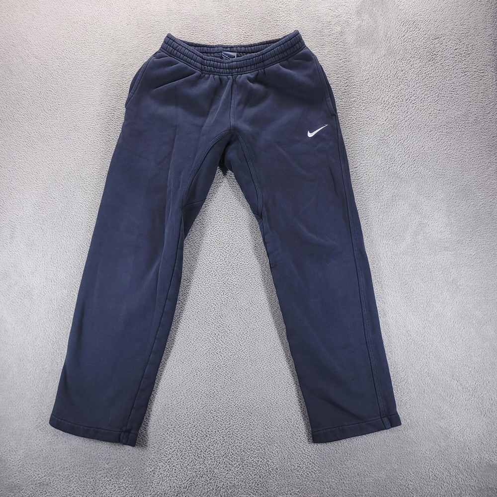 Nike Sweatpants Mens S Blue Fleece Straight Drawstring Pockets Gym Workout
